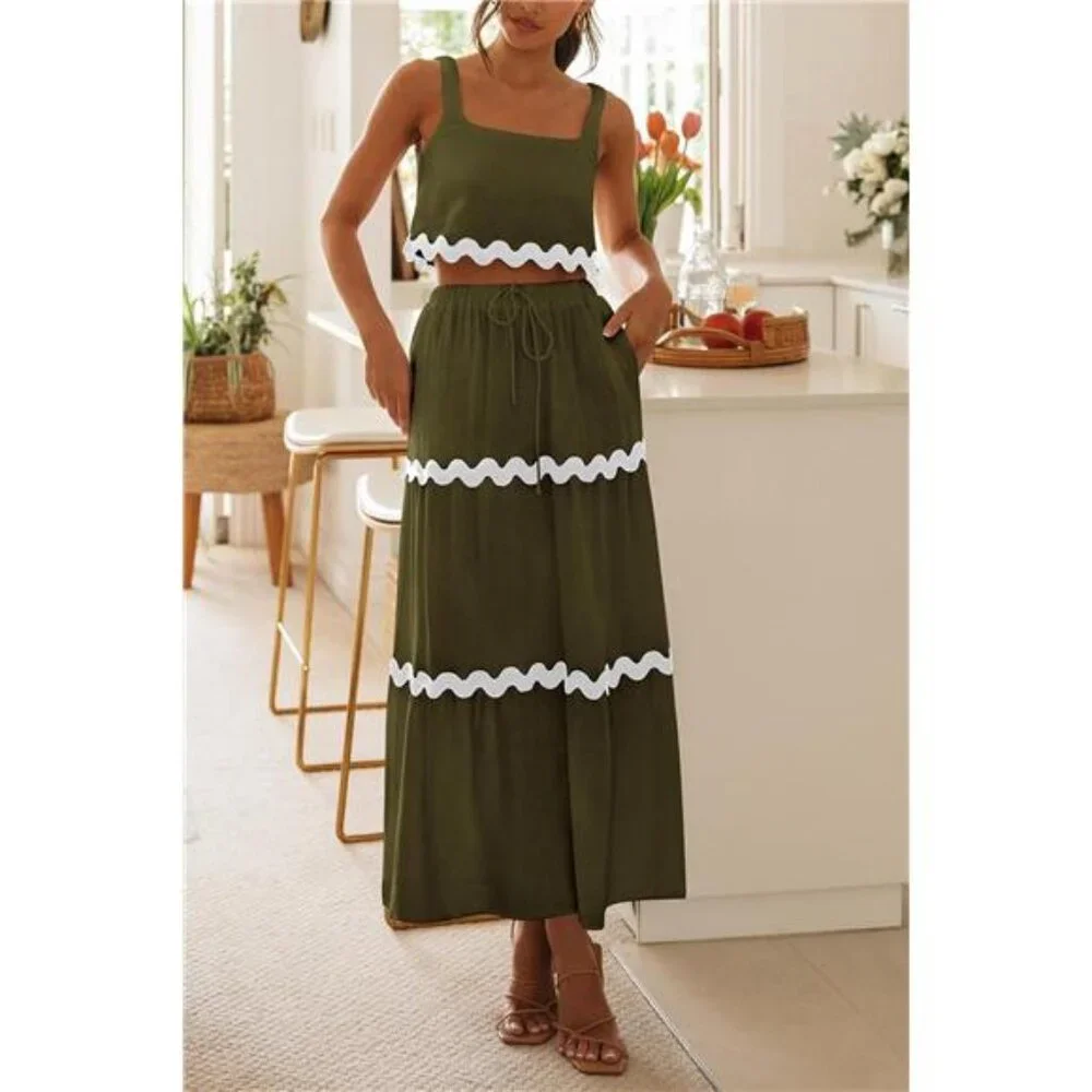NEW Women's 2-Piece Summer Beach Outfit – Sleeveless Cropped - Picture 3 of 6